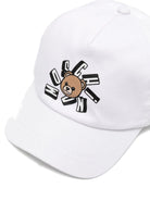 Cappello da baseball per bambini Moschino Kids bianco con logo sul davanti - Rubino Kids