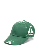Cappello da baseball per bambino Mini Rodini Sailing Boats verde con stampa all - over - Rubino Kids