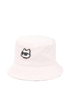 Cappello da pescatore per bambina Karl Lagerfeld Kids reversibile con toppa e logo - Rubino Kids