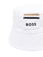 Cappello da pescatore per bambino Boss Kidswear bianco con toppa logo - Rubino Kids