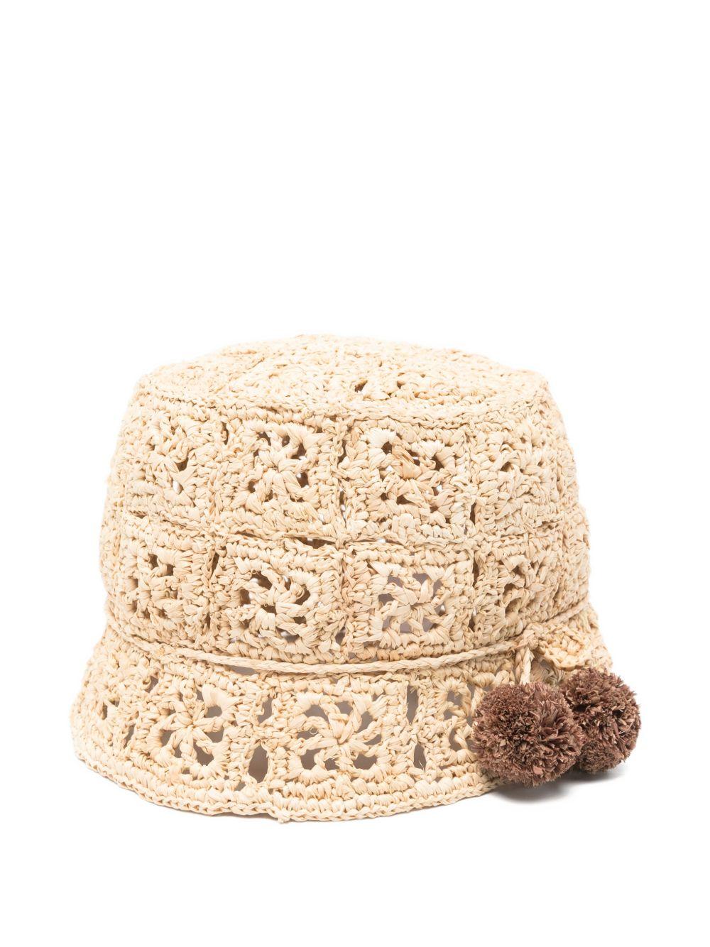 Cappello per bambina Bonpoint beige con pompon - Rubino Kids