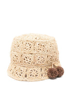 Cappello per bambina Bonpoint beige con pompon - Rubino Kids
