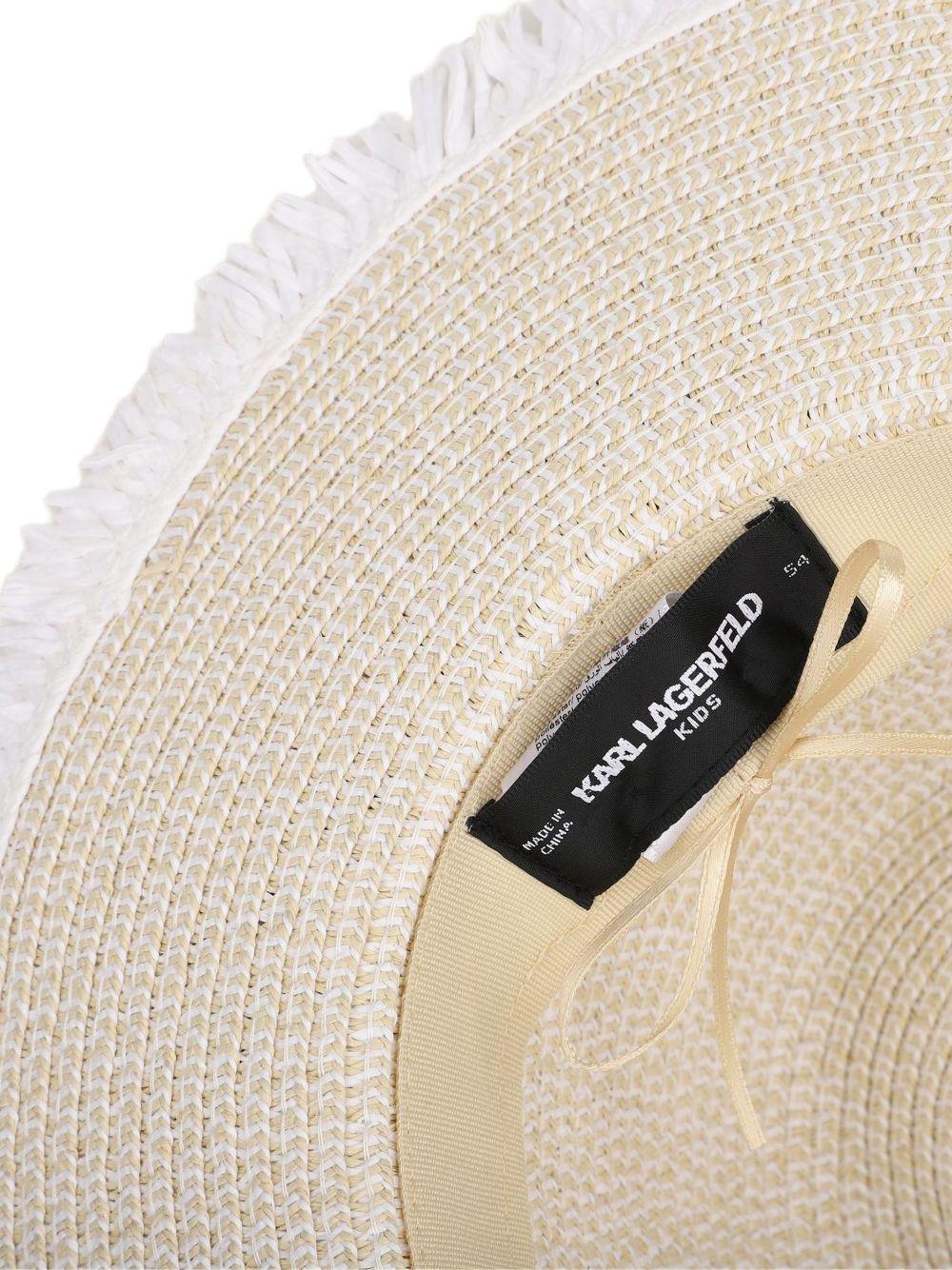 Cappello per bambina Karl Lagerfeld Kids bianco a righe sfilacciato - Rubino Kids