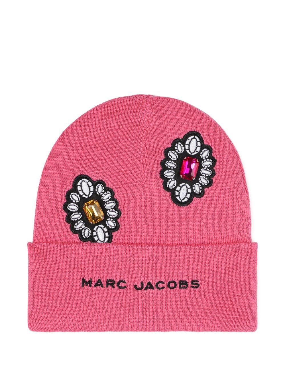 Cappello per bambina Marc Jacobs Kids rosa in maglia con strass - Rubino Kids