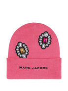 Cappello per bambina Marc Jacobs Kids rosa in maglia con strass - Rubino Kids
