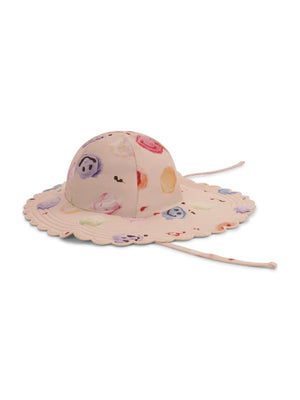 Cappello per bambina Molo beige con stampa grafica