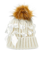 Cappello per bambina Monnalisa beige con pompon - Rubino Kids