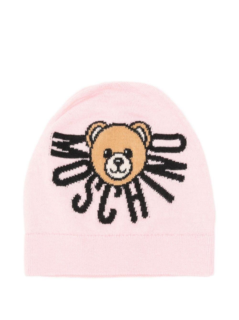 Cappello per bambina Moschino Kids rosa con logo ricamato - Rubino Kids