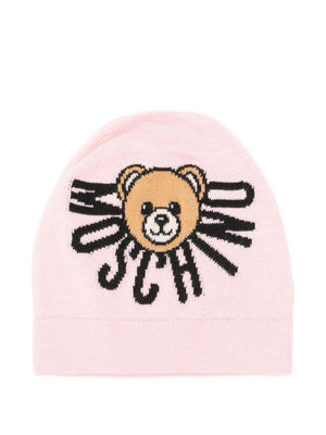 Cappello per bambina Moschino Kids rosa con logo ricamato