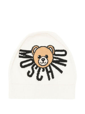 Cappello per bambini Moschino Kids bianco con logo ricamato