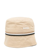 Cappello per bambino Boss Kidswear beige con rifiniture a righe - Rubino Kids