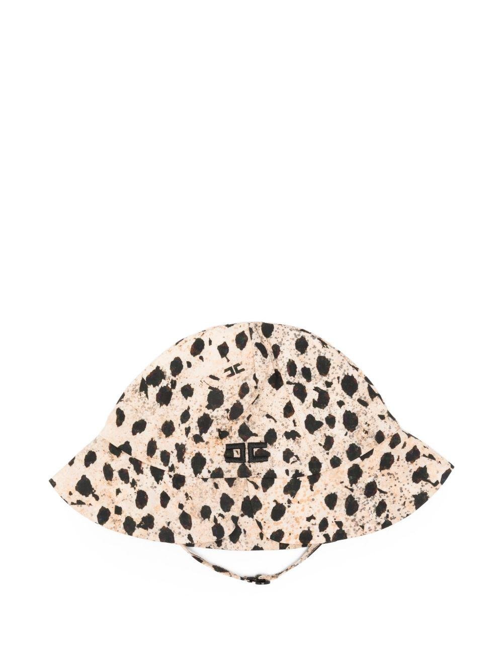 Cappello per neonata Elisabetta Franchi La Mia Bambina beige chiaro con motivo grafico - Rubino Kids