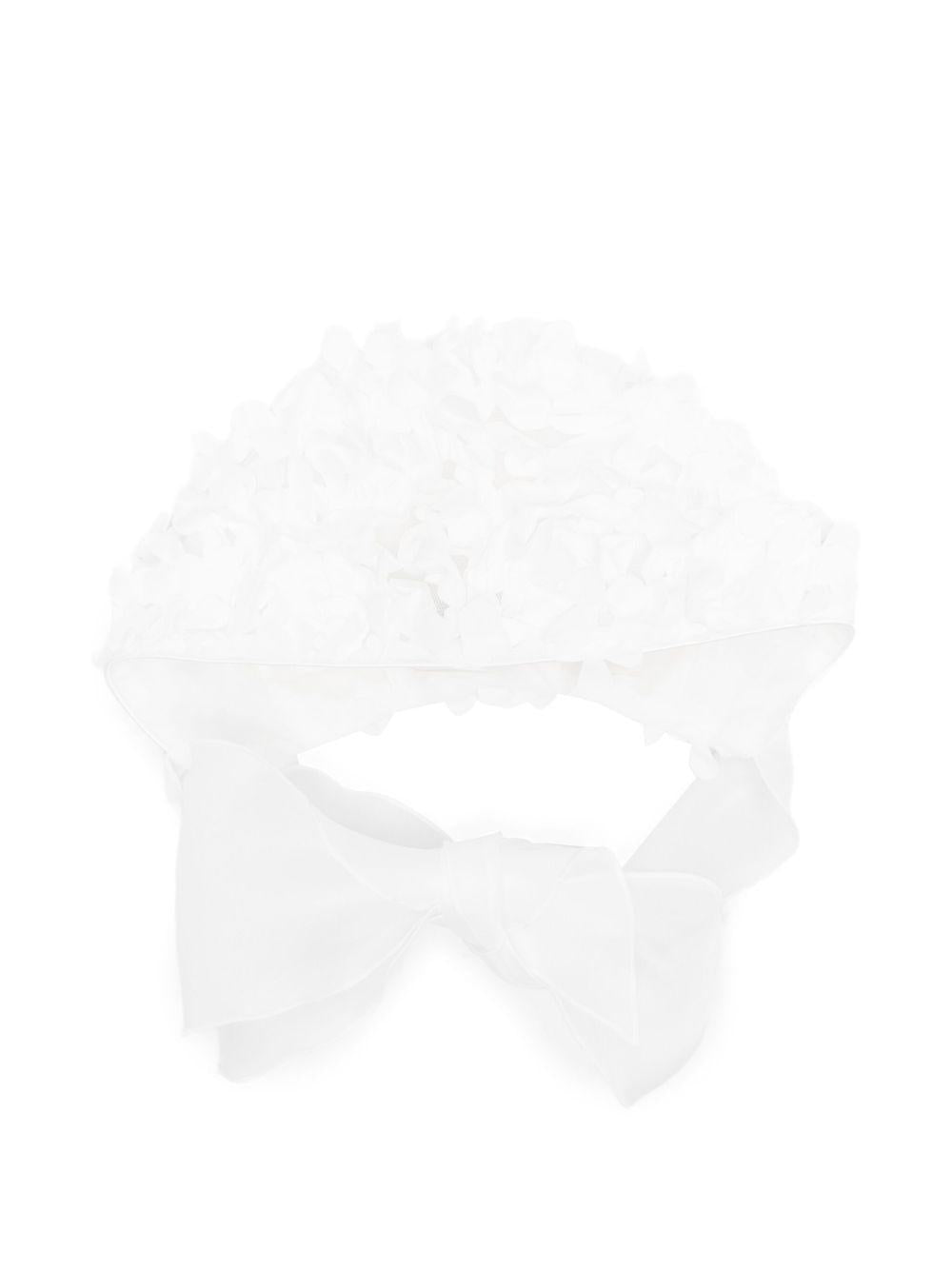 Cappello per neonata La Stupenderia bianco con decorazione con rose - Rubino Kids