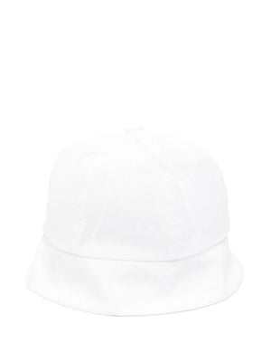 Cappello per neonata La Stupenderia bianco in lino con fascia regolabile sul collo