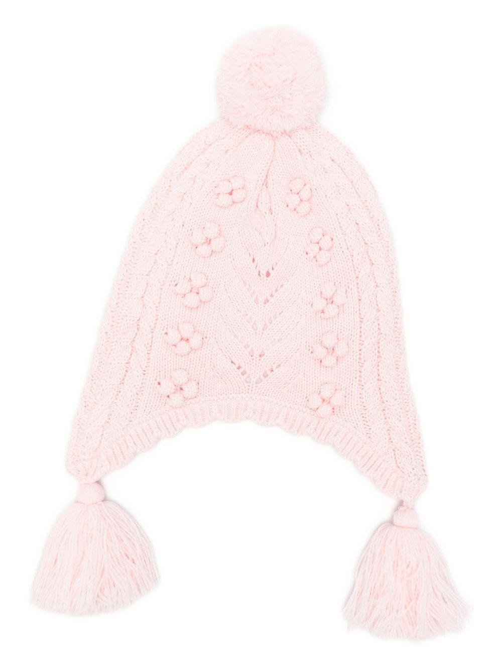 Cappello per neonata Louise Misha rosa con nappe - Rubino Kids