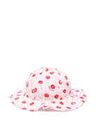 Cappello per neonata Moschino Kids bianco con stampa ciliegie all - over - Rubino Kids