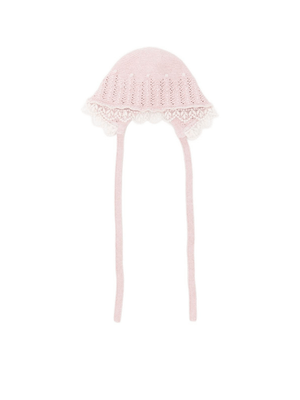 Cappello per neonata Paz Rodríguez rosa con motivo traforato