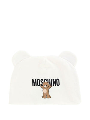 Moschino Kids white baby hat with ear appliques