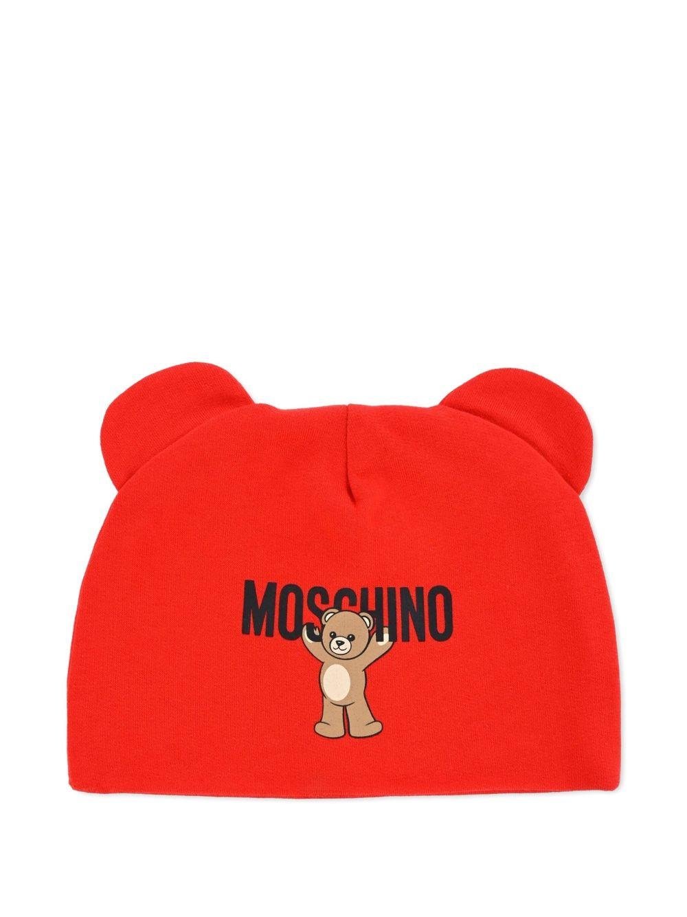 Cappello per neonati Moschino Kids rosso con applicazione orecchie - Rubino Kids