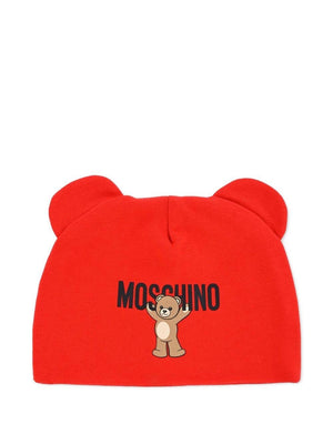 Moschino Kids red baby hat with ear appliques