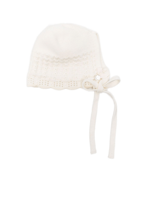 Paz Rodríguez White Scalloped Edge Baby Hat