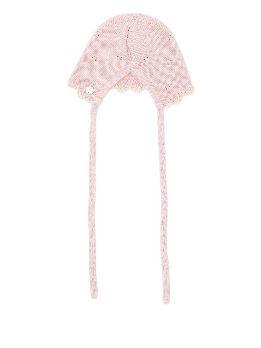 Cappello per neonati Paz Rodríguez rosa con bordo smerlato - Rubino Kids