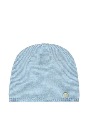 Paz Rodriguez baby hat in blue with embossed workmanship