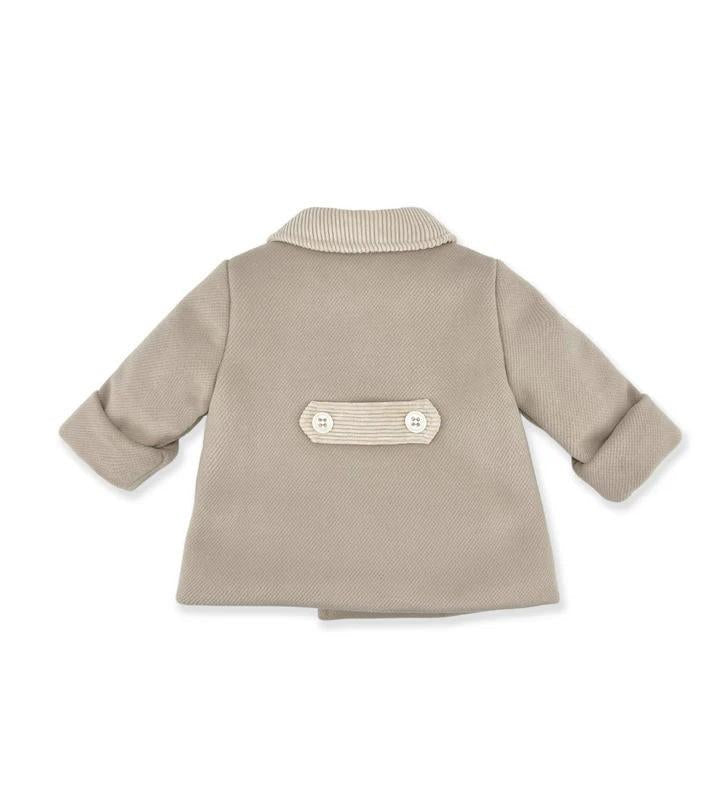 Cappotto a doppiopetto per neonata La Stupenderia beige con colletto classico - Rubino Kids