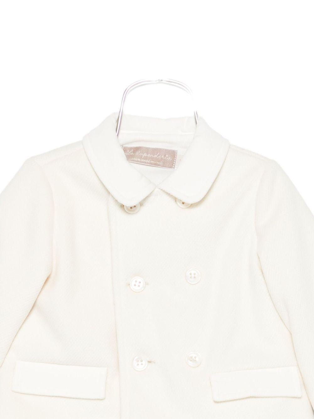 Cappotto a doppiopetto per neonata La Stupenderia bianco con colletto classico - Rubino Kids