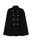Cappotto a mantella per bambina Balmain Kids nera con collo alto - Rubino Kids