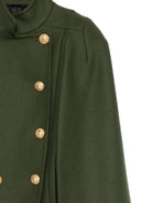 Cappotto a mantella per bambina Balmain Kids verde con collo alto - Rubino Kids