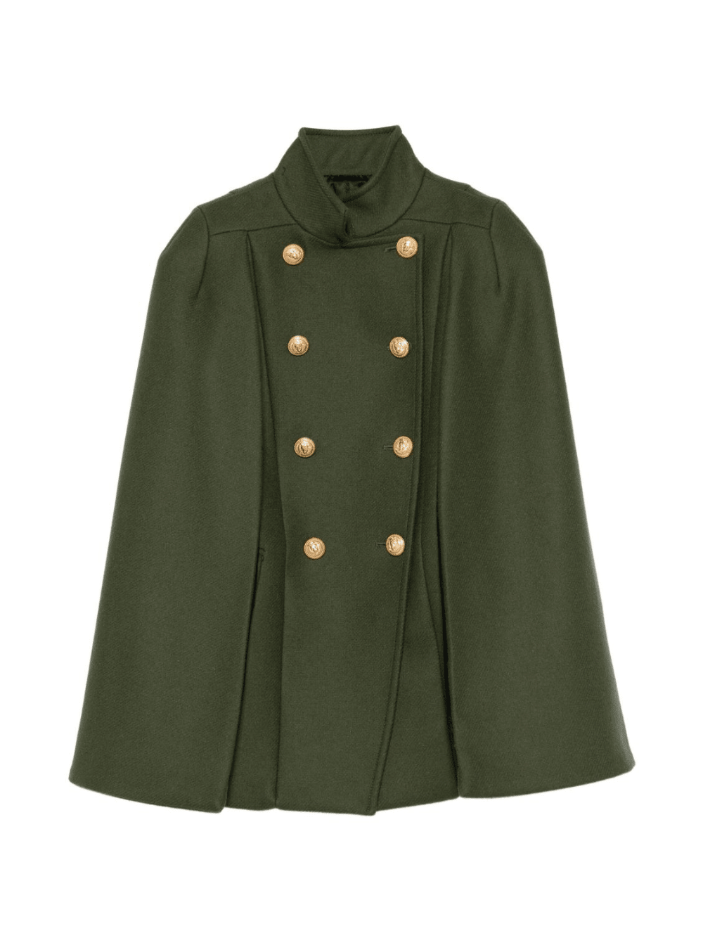 Cappotto a mantella per bambina Balmain Kids verde con collo alto - Rubino Kids