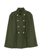 Cappotto a mantella per bambina Balmain Kids verde con collo alto - Rubino Kids