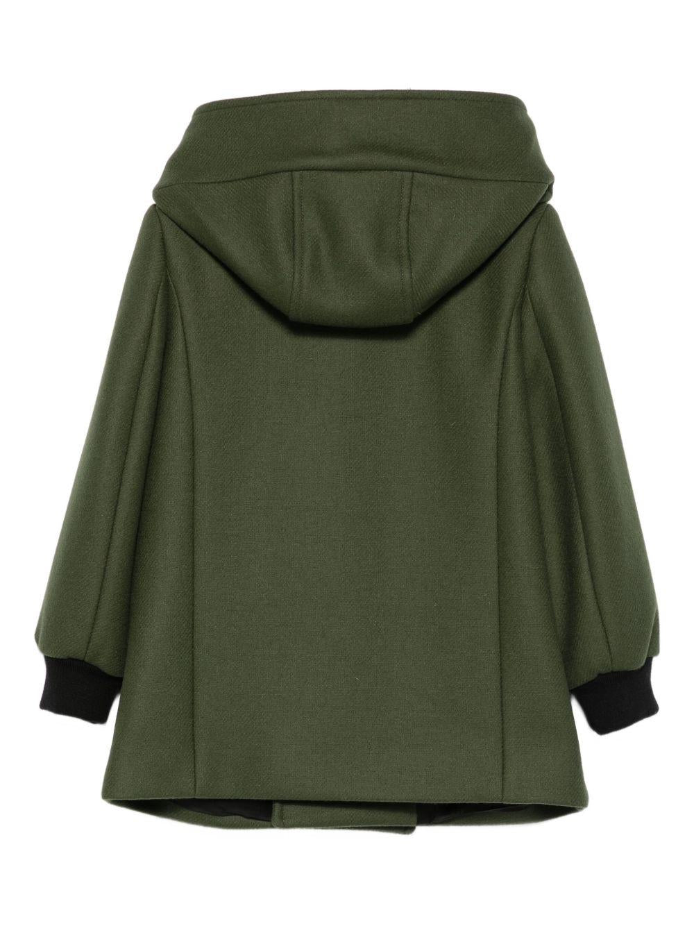 Cappotto doppiopetto per bambina Balmain Kids verde con cappuccio - Rubino Kids
