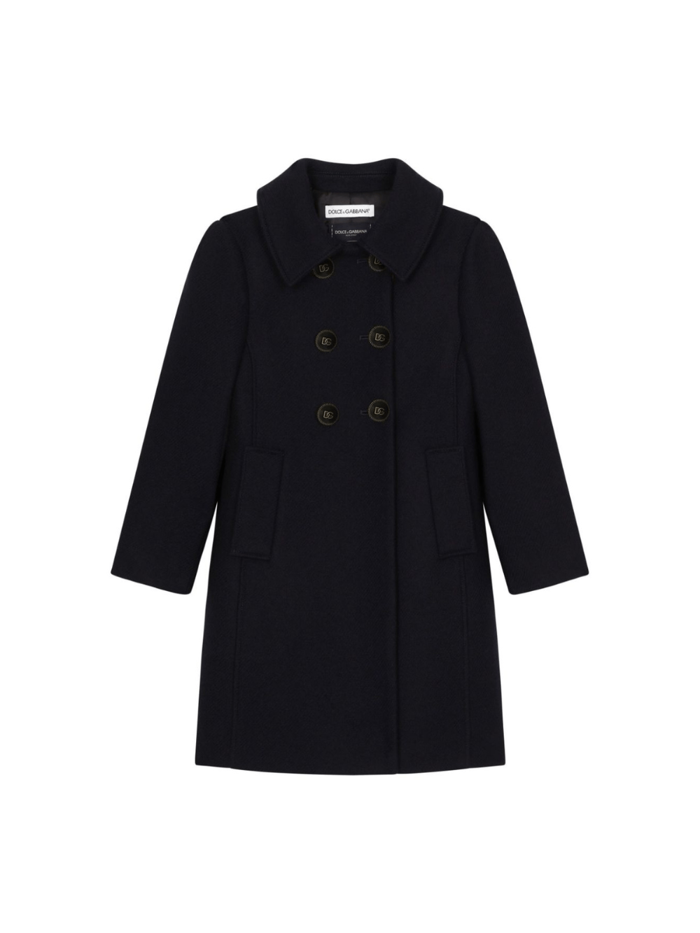 Cappotto doppiopetto per bambina Dolce & Gabbana Kids nero con orli dritto - Rubino Kids