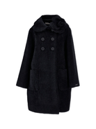 Cappotto doppiopetto per bambina Monnalisa nero con decorazione a fiore - Rubino Kids