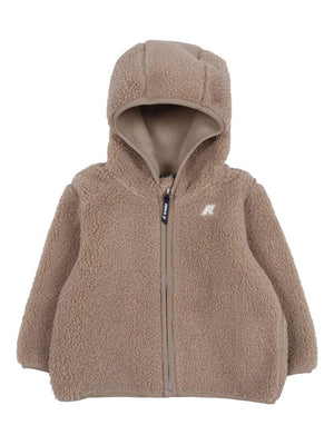 Cappotto E. Jeanne Polar in pelliccia sintetica per neonati K-Way Kids beige con cappuccio effetto teddy