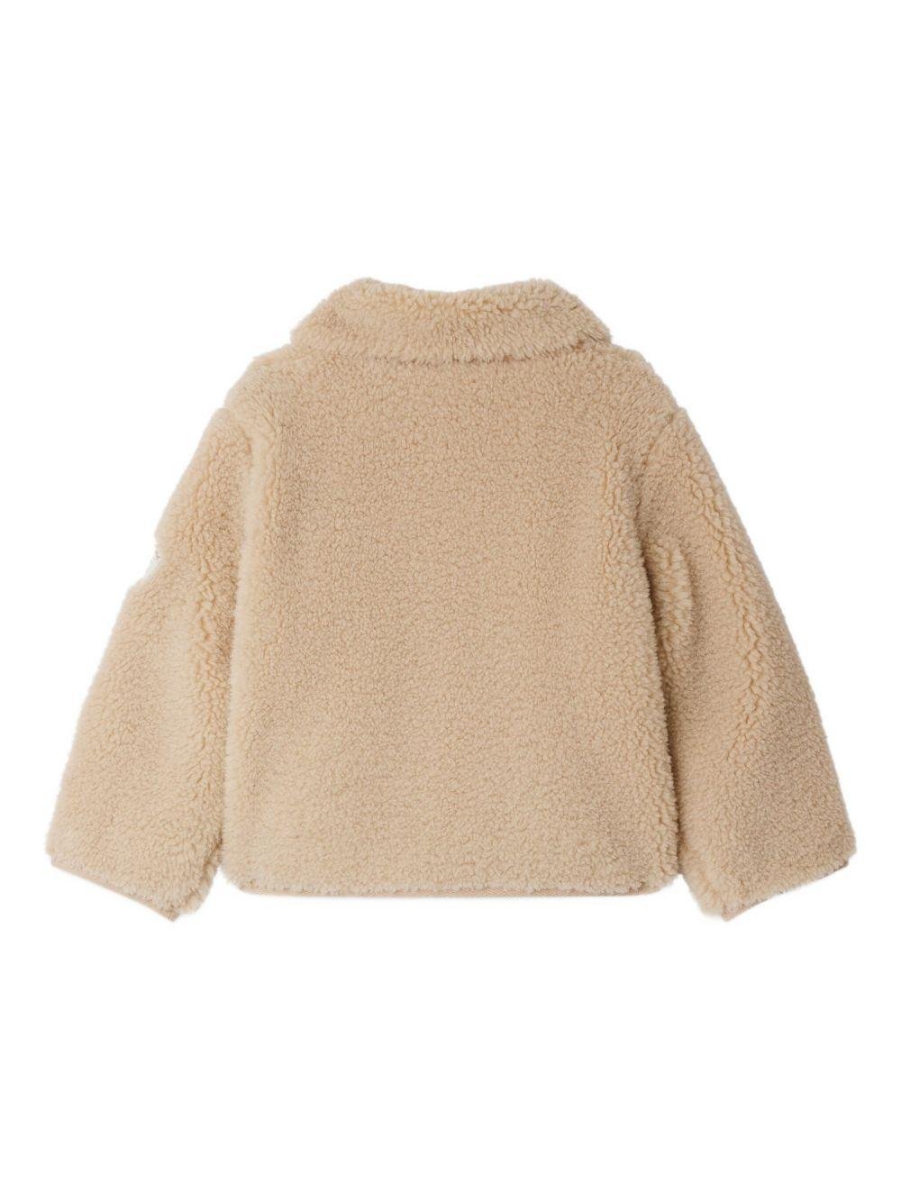 Cappotto per bambina Bonpoint beige con colletto teddy - Rubino Kids