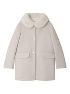 Cappotto per bambina Bonpoint beige con collo in finta pelliccia - Rubino Kids