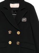 Cappotto per bambina Elisabetta Franchi La Mia Bambina nera con ricamo logo - Rubino Kids