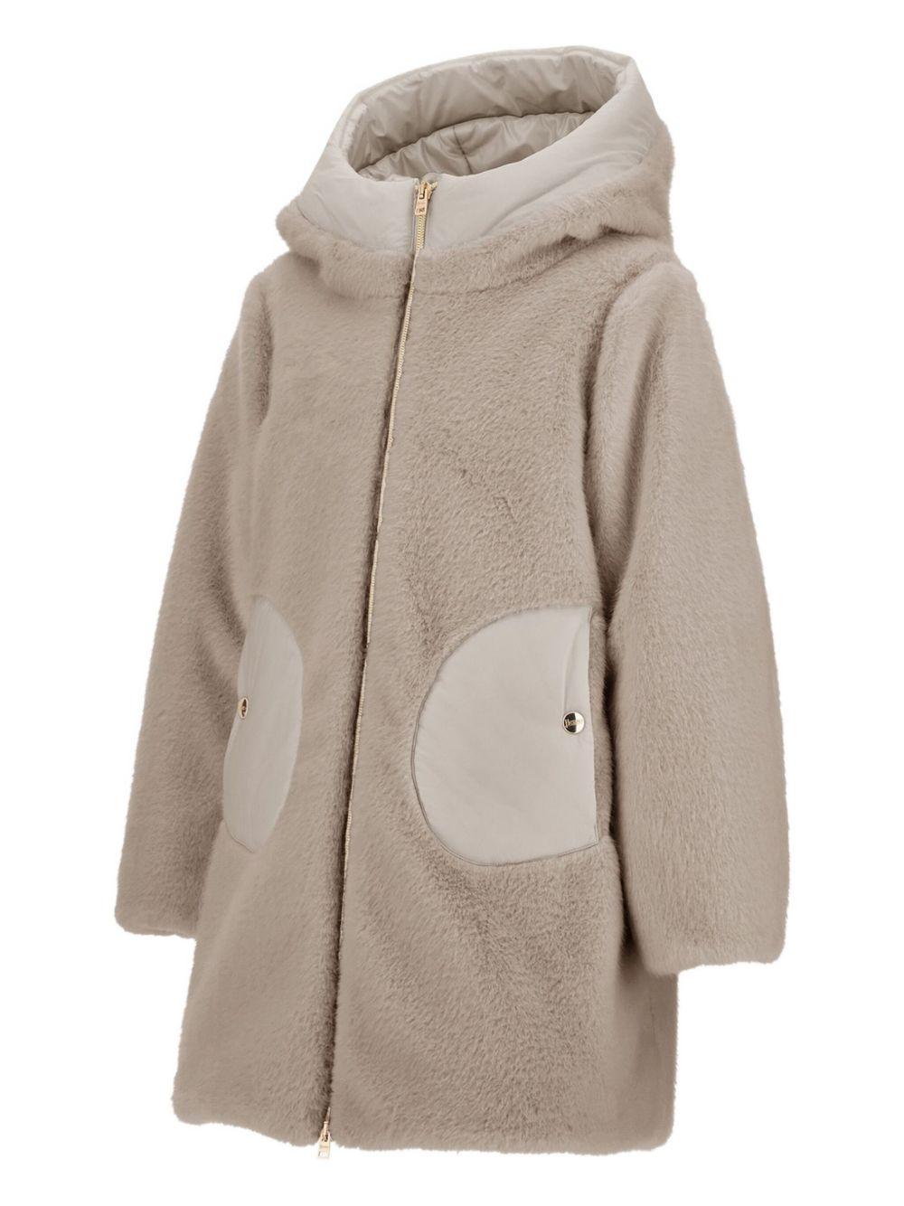 Cappotto per bambina Herno Kids beige con pelliccia sintetica - Rubino Kids