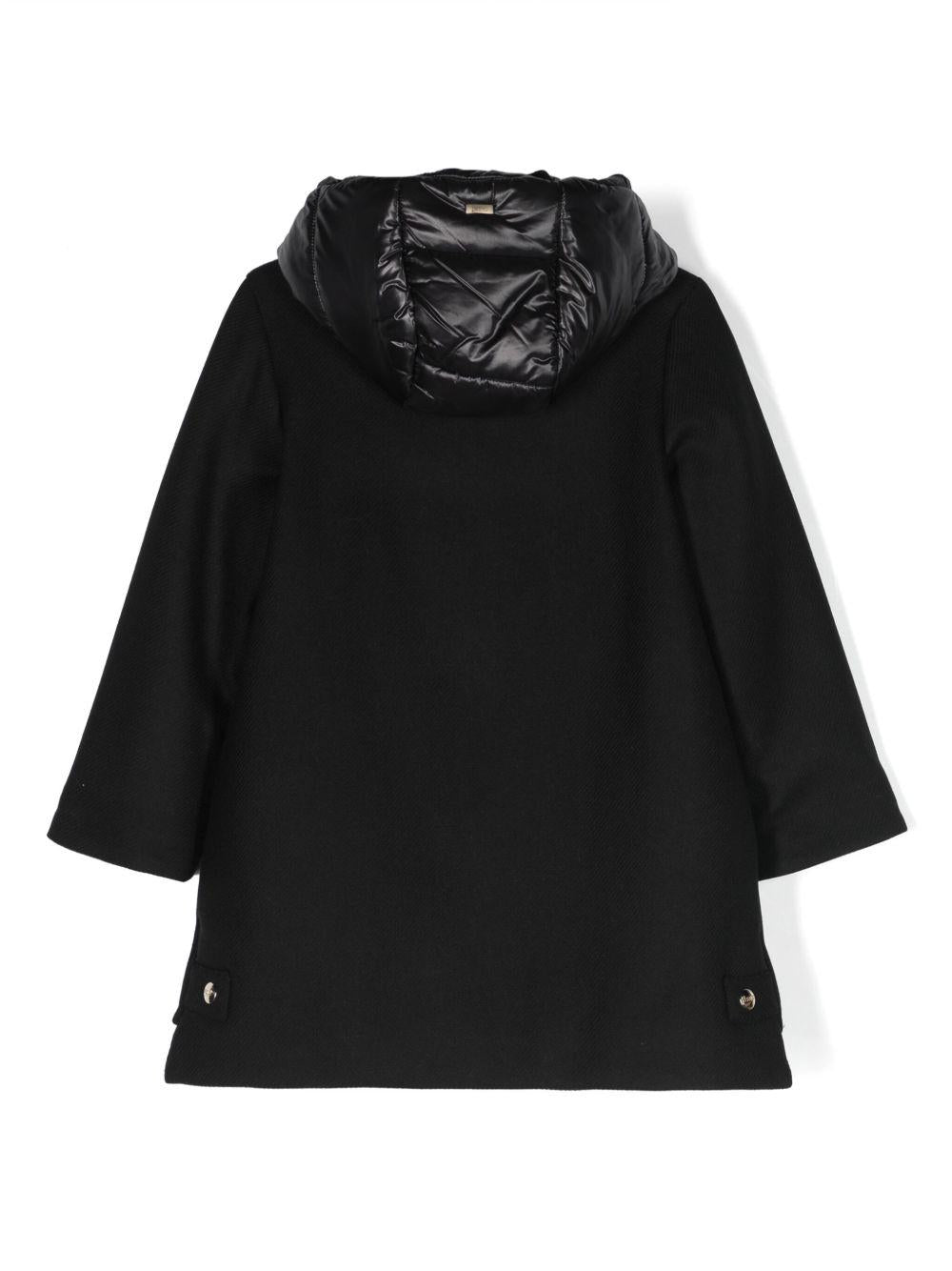 Cappotto per bambina Herno Kids nero con cappuccio - Rubino Kids