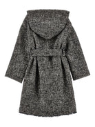 Cappotto per bambina Monnalisa nero con cappuccio - Rubino Kids