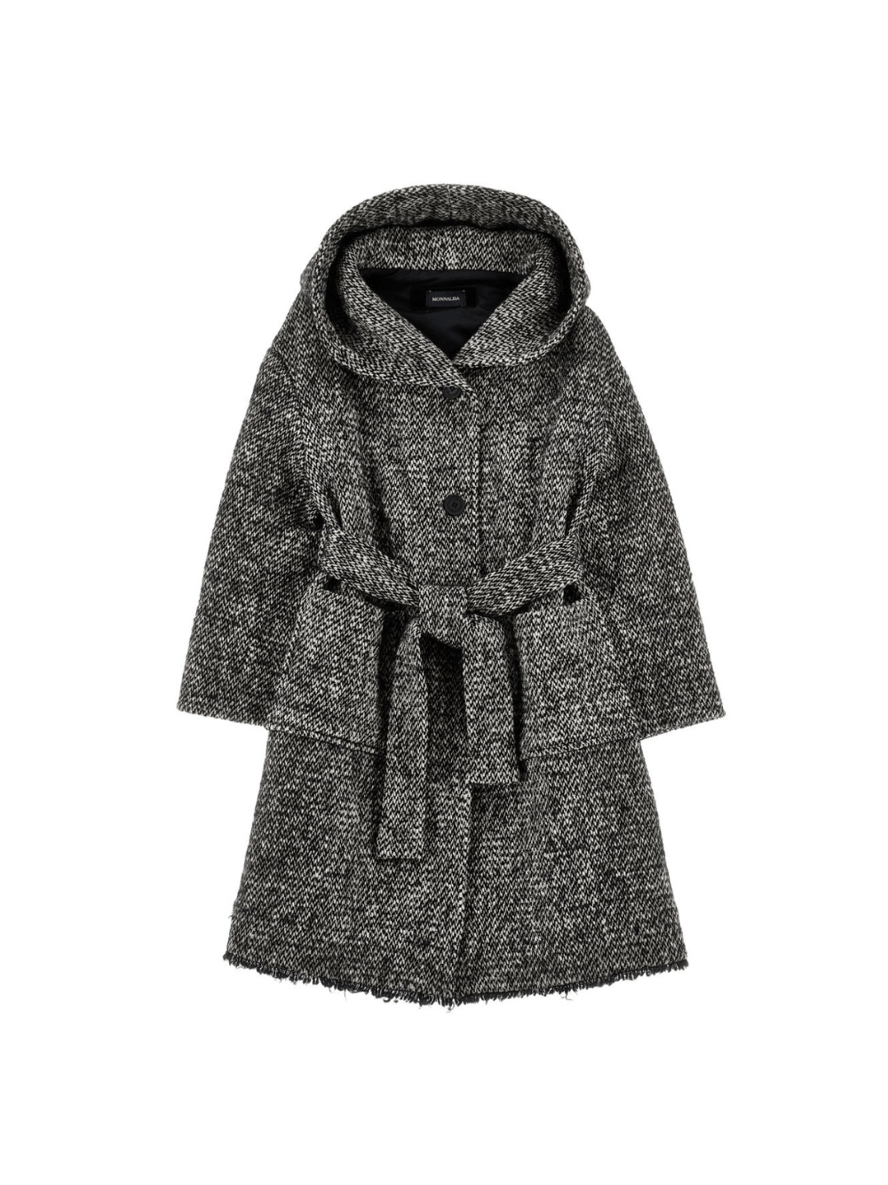 Cappotto per bambina Monnalisa nero con cappuccio - Rubino Kids