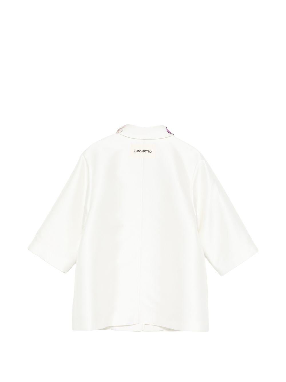 Cappotto per bambina Simonetta bianco sporco con appplicazioni floreali - Rubino Kids