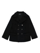 Cappotto per bambino Emporio Armani Kids blu navy con chiusura a doppiopetto - Rubino Kids