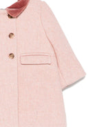 Cappotto per neonata Bonpoint rosa con colletto in velluto - Rubino Kids