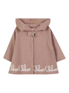 Cappotto per neonata Chloé Kids marrone con scritta con logo - Rubino Kids