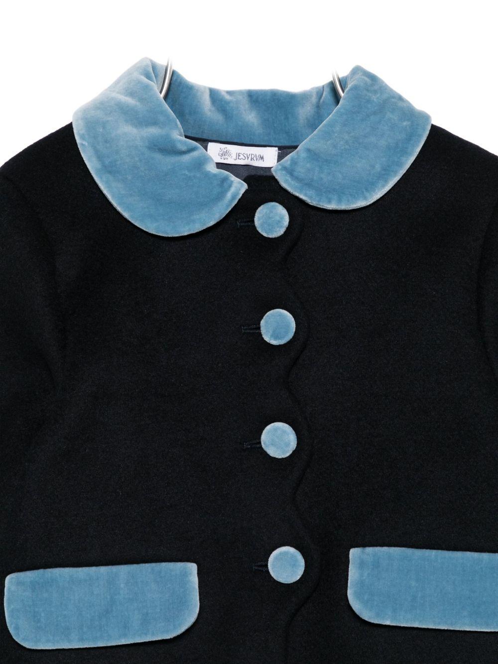 Cappotto per neonata Jesurum Baby blu con colletto alla Peter Pan - Rubino Kids