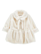 Cappotto per neonata Monnalisa bianco con orlo plissettato - Rubino Kids